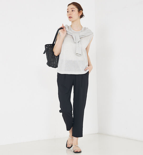 qualite「【大人の上品なシアー】ラメクルーネックニット」|キャミソール|