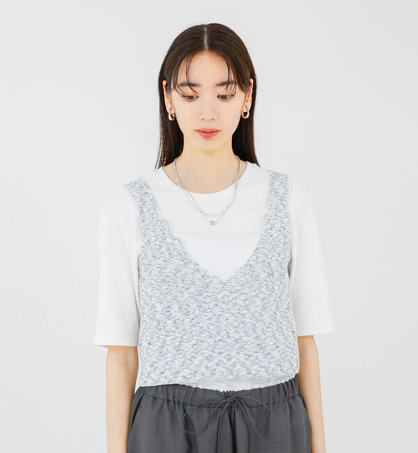 qualite「カスリヤーン畦ニットキャミソール」|キャミソール|