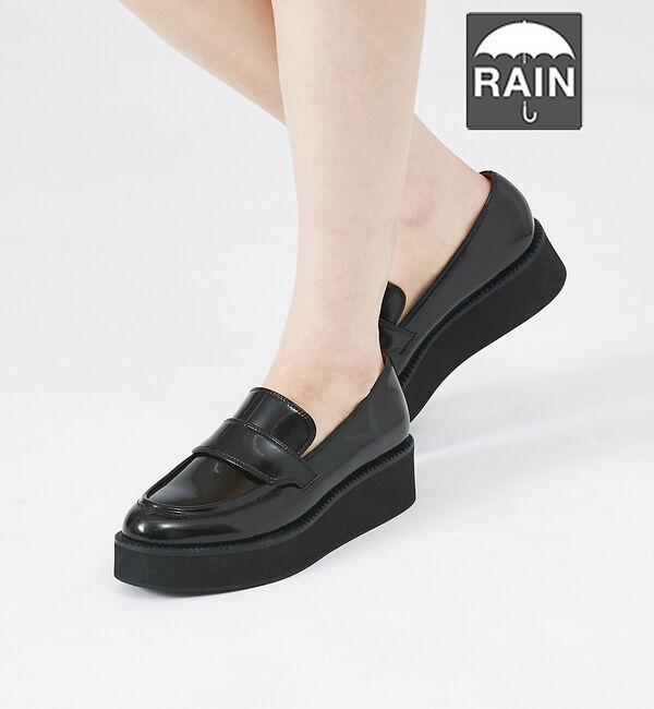 AU BANNISTER「【生活防水】厚底ローファー」|レインシューズ|ブラック