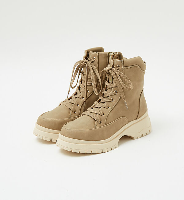 AU BANNISTER「【販売店舗限定】レースアップ厚底ブーツ」|ショートブーツ|グレージュ