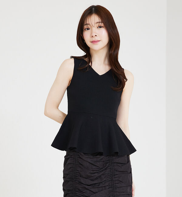 SELFIST「ペプラムノースリーブニット」|ニット・セーター|ブラック