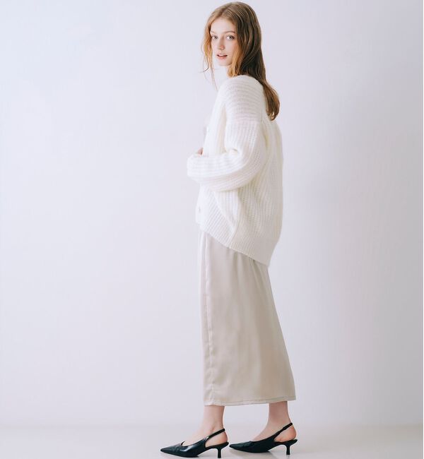 SELFIST「【一花さんコラボ】ニットカーデ＆サテンワンピースSET」|ワンピース|