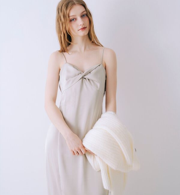 SELFIST「【一花さんコラボ】ニットカーデ＆サテンワンピースSET」|ワンピース|