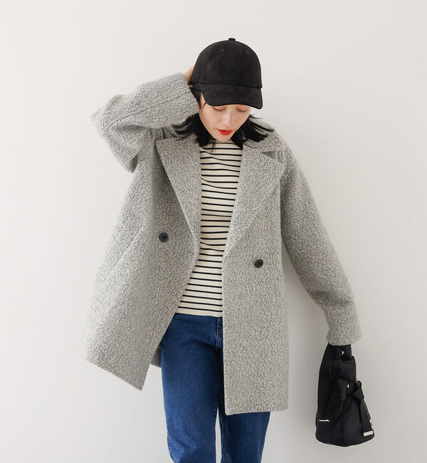 abahouse mavie「ダブルハーフコート」|ピーコート|