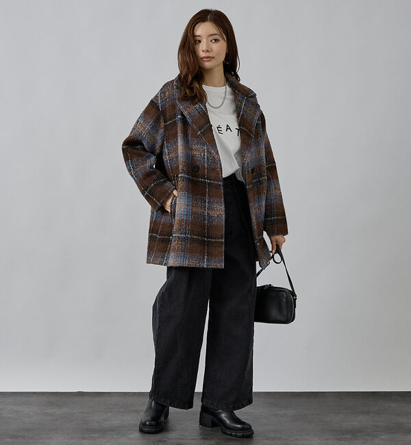 abahouse mavie「ダブルハーフコート」|ピーコート|