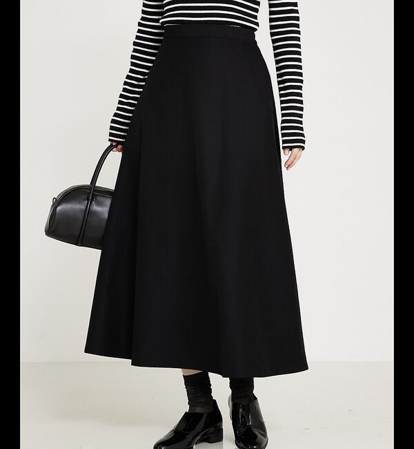 abahouse mavie「【セットアップ対応】ウォームツイルフレアースカート」|スカート|ブラック