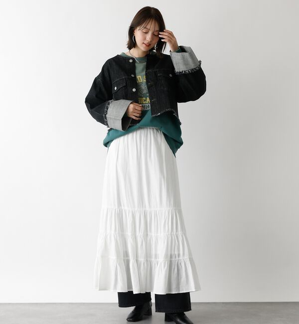 abahouse mavie「【EDWIN】ロールアップデニムジャケット/春服/Gジャン/ノーカラー/ショート」|その他|