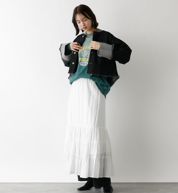 abahouse mavie「【EDWIN】ロールアップデニムジャケット/春服/Gジャン/ノーカラー/ショート」|その他|