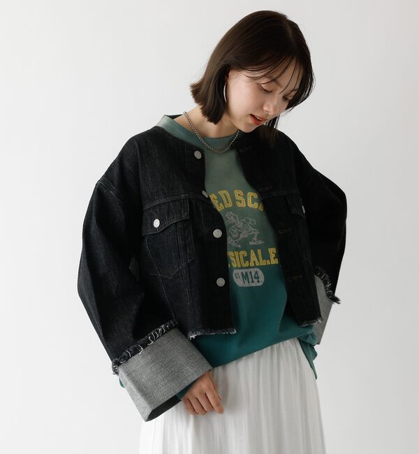 abahouse mavie「【EDWIN】ロールアップデニムジャケット/春服/Gジャン/ノーカラー/ショート」|その他|