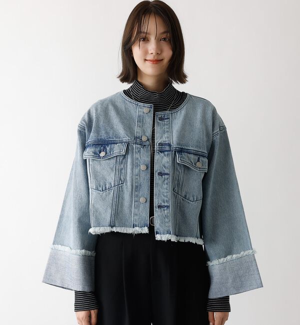 abahouse mavie「【EDWIN】ロールアップデニムジャケット/春服/Gジャン/ノーカラー/ショート」|その他|