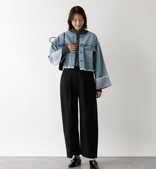 abahouse mavie「【EDWIN】ロールアップデニムジャケット/春服/Gジャン/ノーカラー/ショート」|その他|