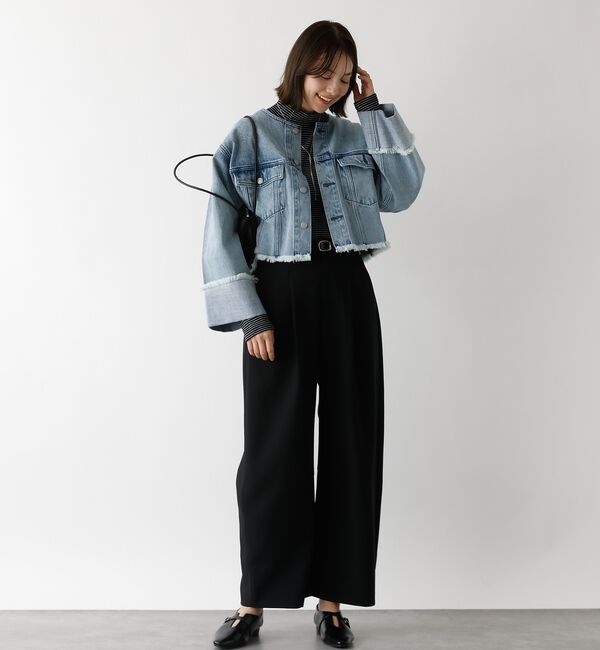 abahouse mavie「【EDWIN】ロールアップデニムジャケット/春服/Gジャン/ノーカラー/ショート」|その他|