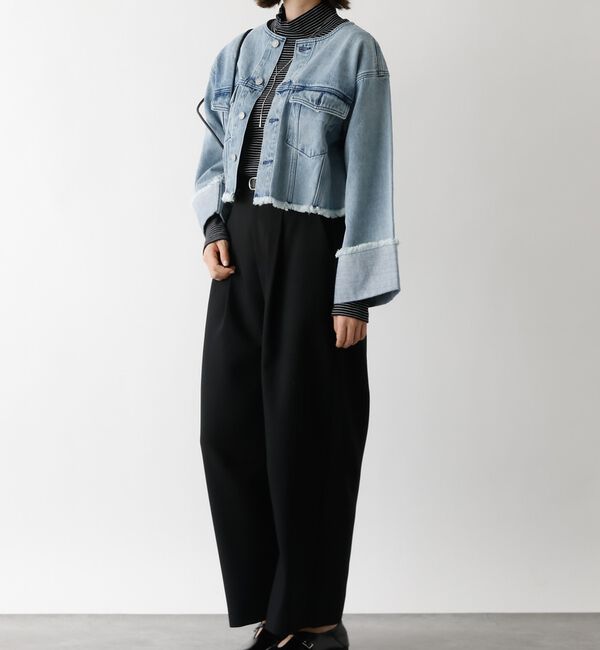 abahouse mavie「【EDWIN】ロールアップデニムジャケット/春服/Gジャン/ノーカラー/ショート」|その他|