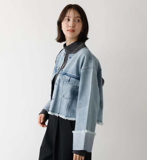 abahouse mavie「【EDWIN】ロールアップデニムジャケット/春服/Gジャン/ノーカラー/ショート」|その他|