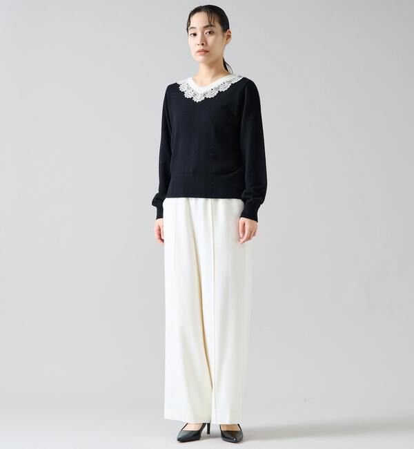 TIARA「バイカラーレースネックニット」|ニット・セーター|