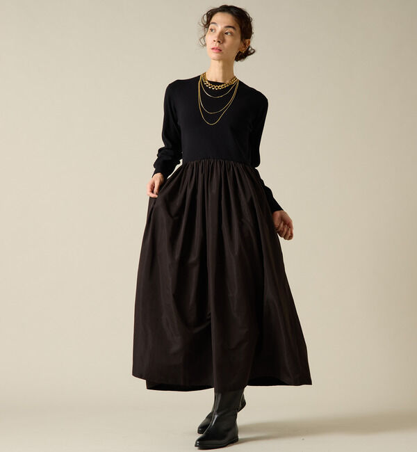 Liesse「布帛コンビニットワンピース」|ワンピース|ブラック