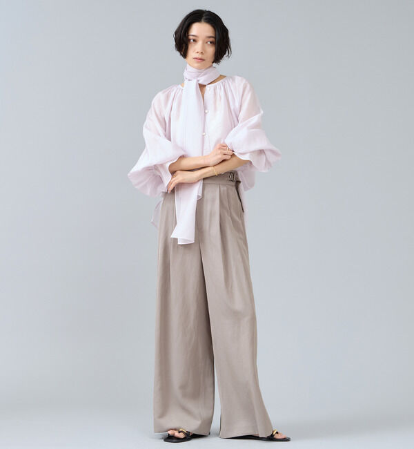 Liesse「ボウタイ付きギャザーブラウス」|シャツ・ブラウス|