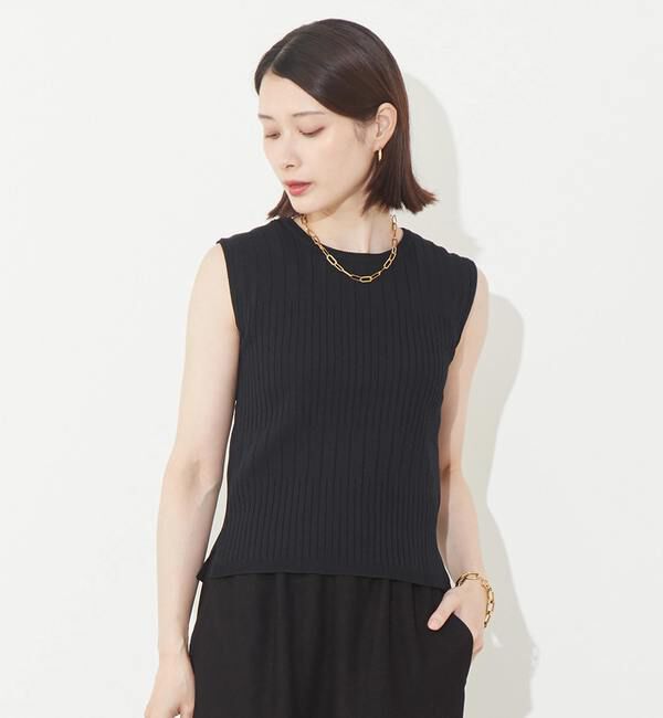 Soffitto「《定番》ランダムリブノースリーブニット」|ニット・セーター|ブラック