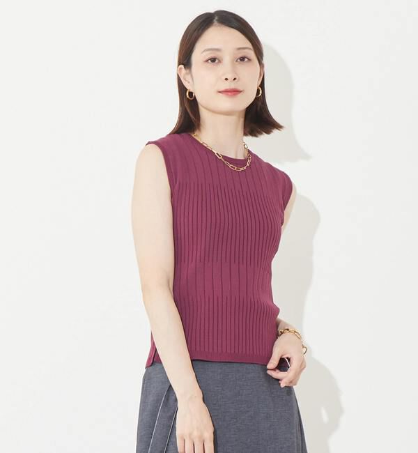 Soffitto「《定番》ランダムリブノースリーブニット」|ニット・セーター|ボルドー