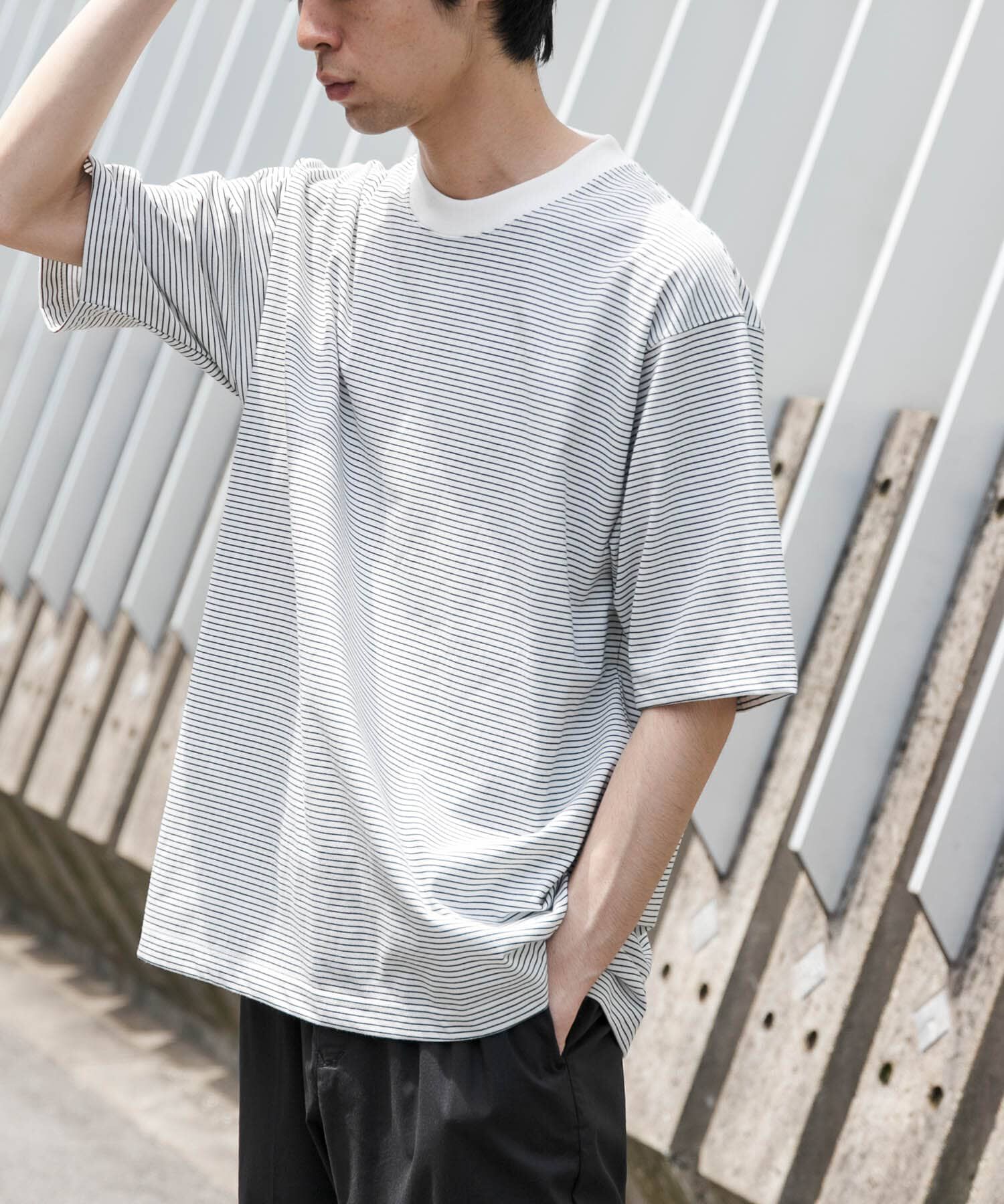 URBAN RESEARCH DOORS「FORK&SPOON　ボーダープレーティングショートスリーブTシャツ」|Tシャツ・カットソー|