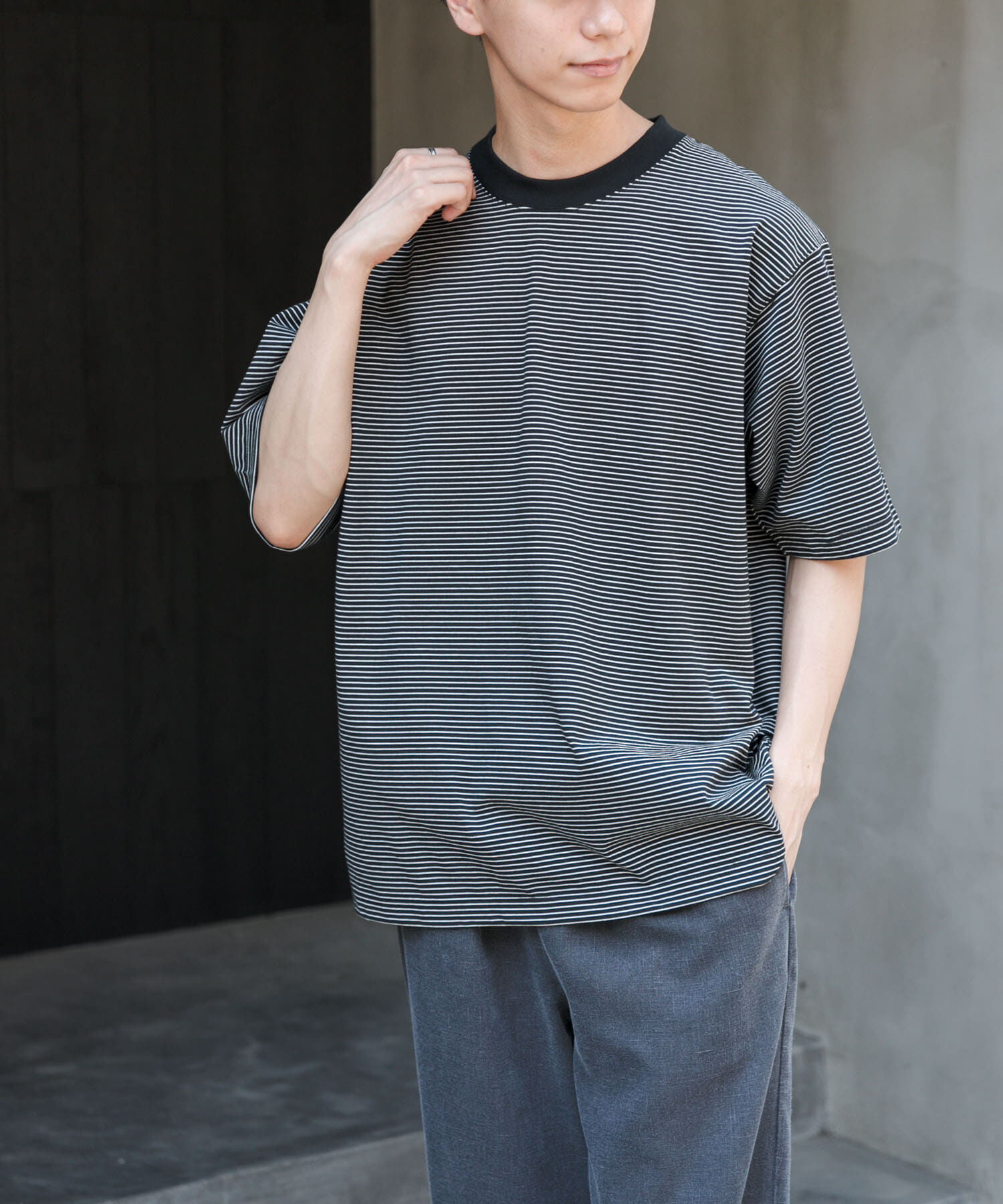 URBAN RESEARCH DOORS「FORK&SPOON　ボーダープレーティングショートスリーブTシャツ」|Tシャツ・カットソー|