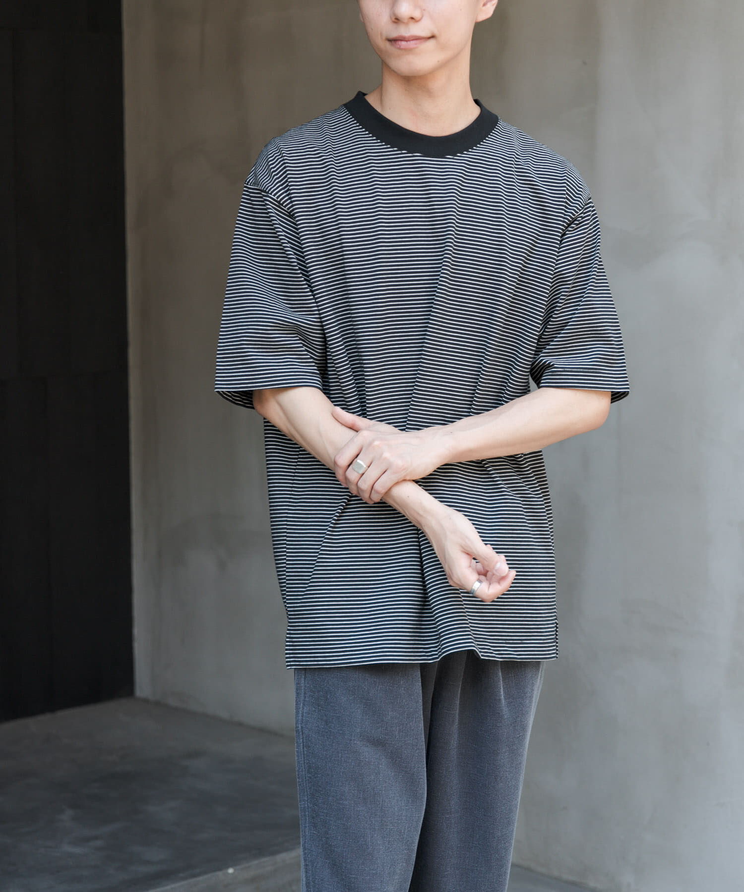 URBAN RESEARCH DOORS「FORK&SPOON　ボーダープレーティングショートスリーブTシャツ」|Tシャツ・カットソー|