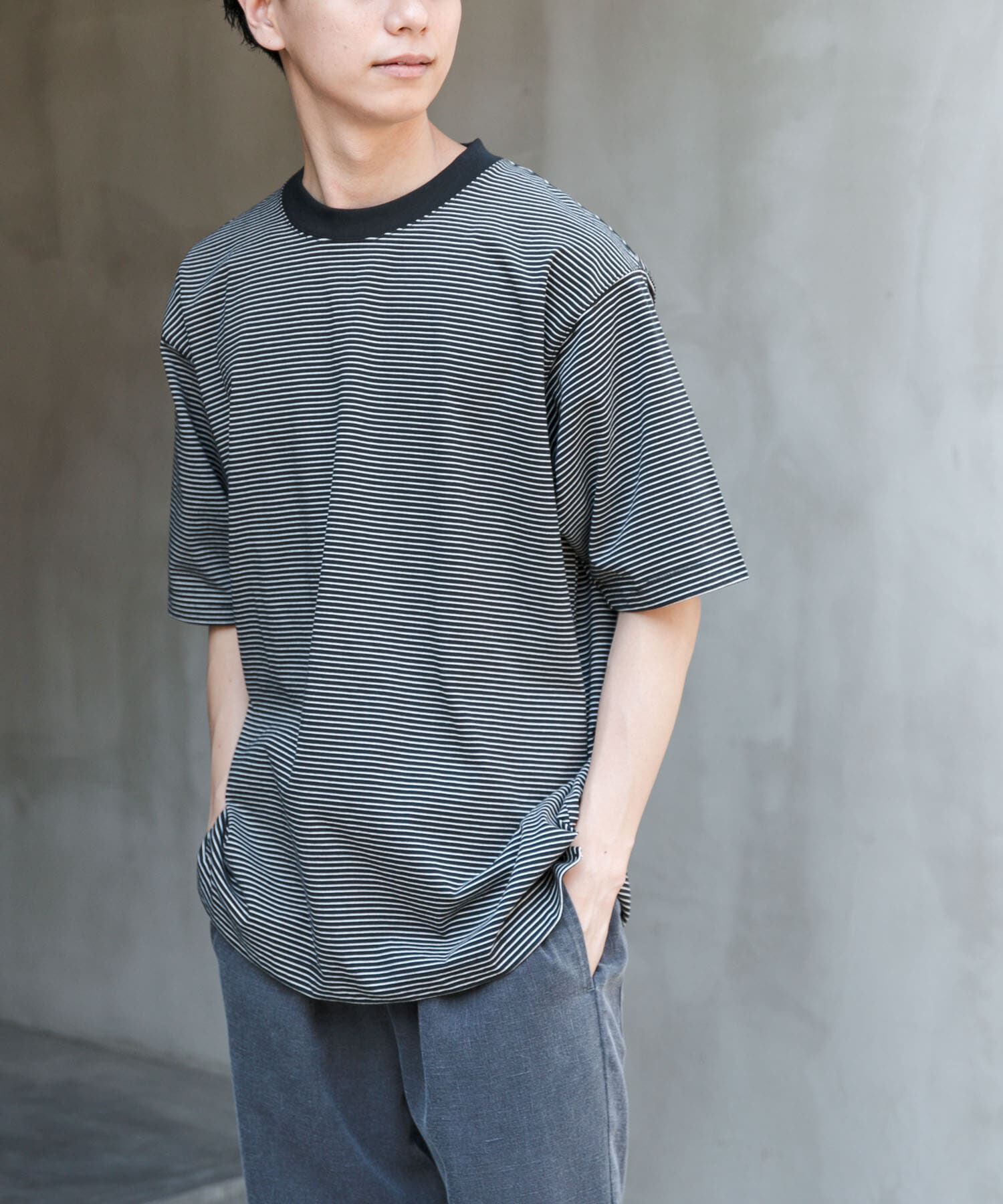 URBAN RESEARCH DOORS「FORK&SPOON　ボーダープレーティングショートスリーブTシャツ」|Tシャツ・カットソー|