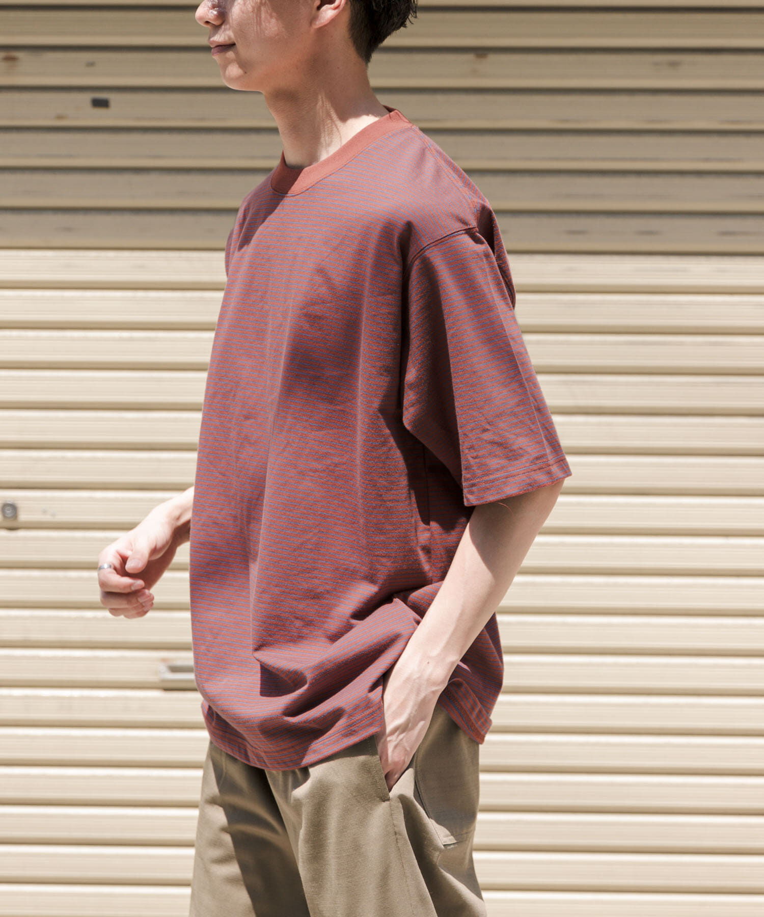 URBAN RESEARCH DOORS「FORK&SPOON　ボーダープレーティングショートスリーブTシャツ」|Tシャツ・カットソー|