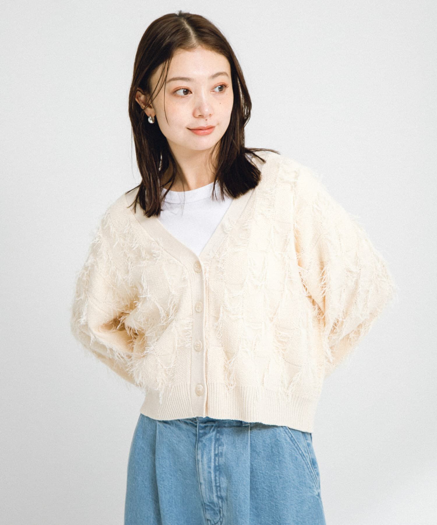 Sonny Label 「フェザーフリンジニットカーディガン」|カーディガン|