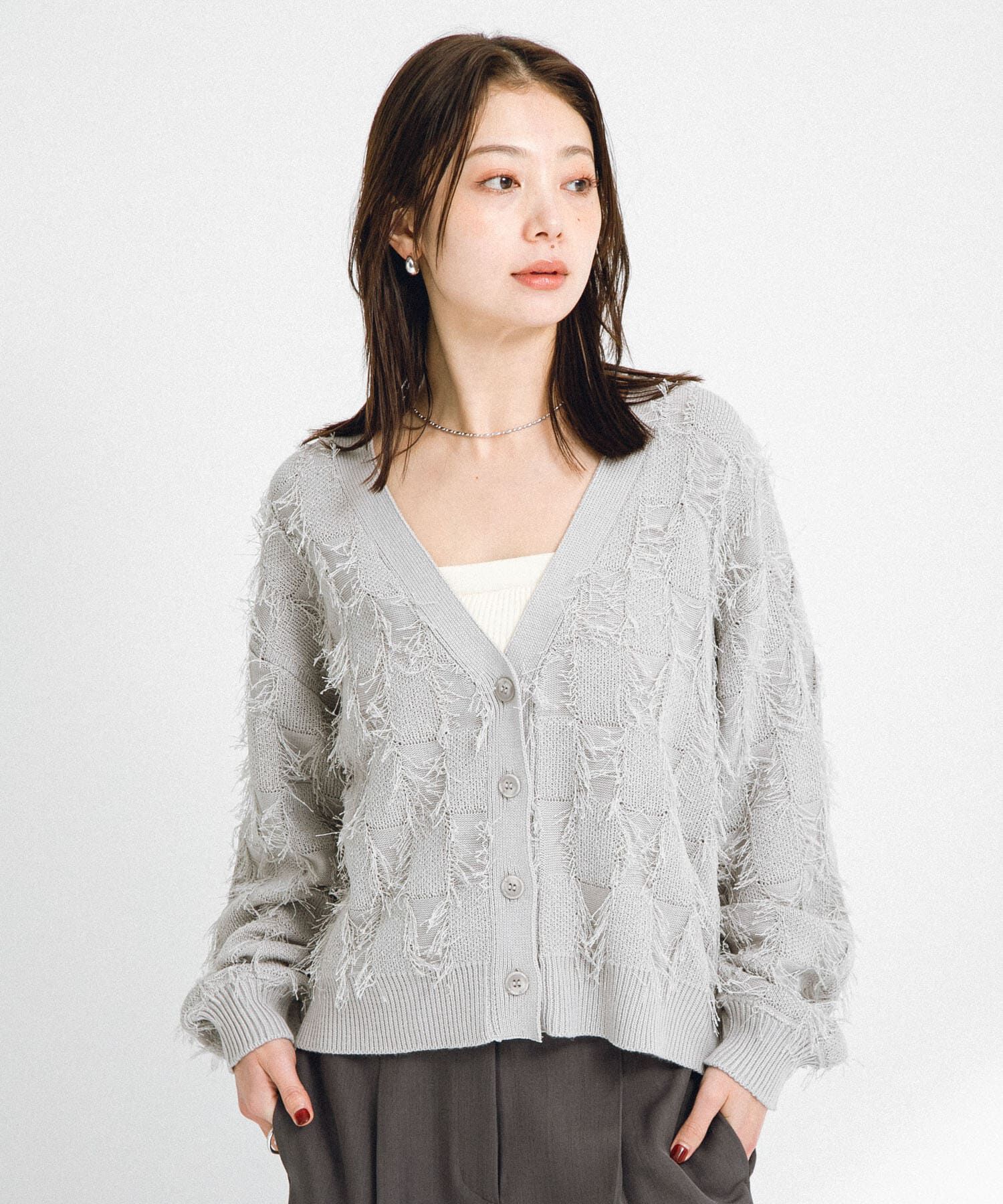 Sonny Label 「フェザーフリンジニットカーディガン」|カーディガン|
