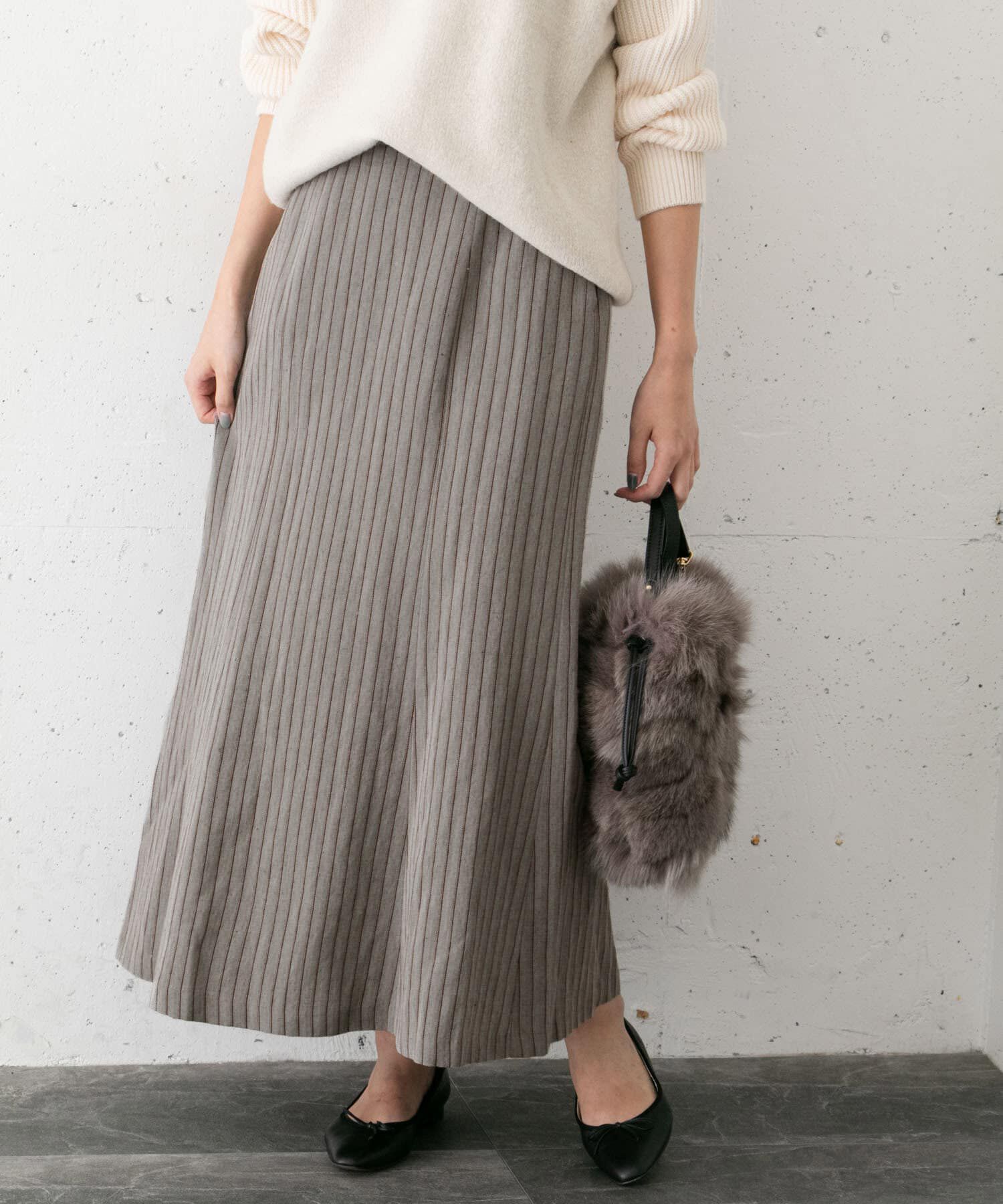 URBAN RESEARCH ROSSO「ウールリネンヘリンボンスカート&there4;」|スカート|グレー