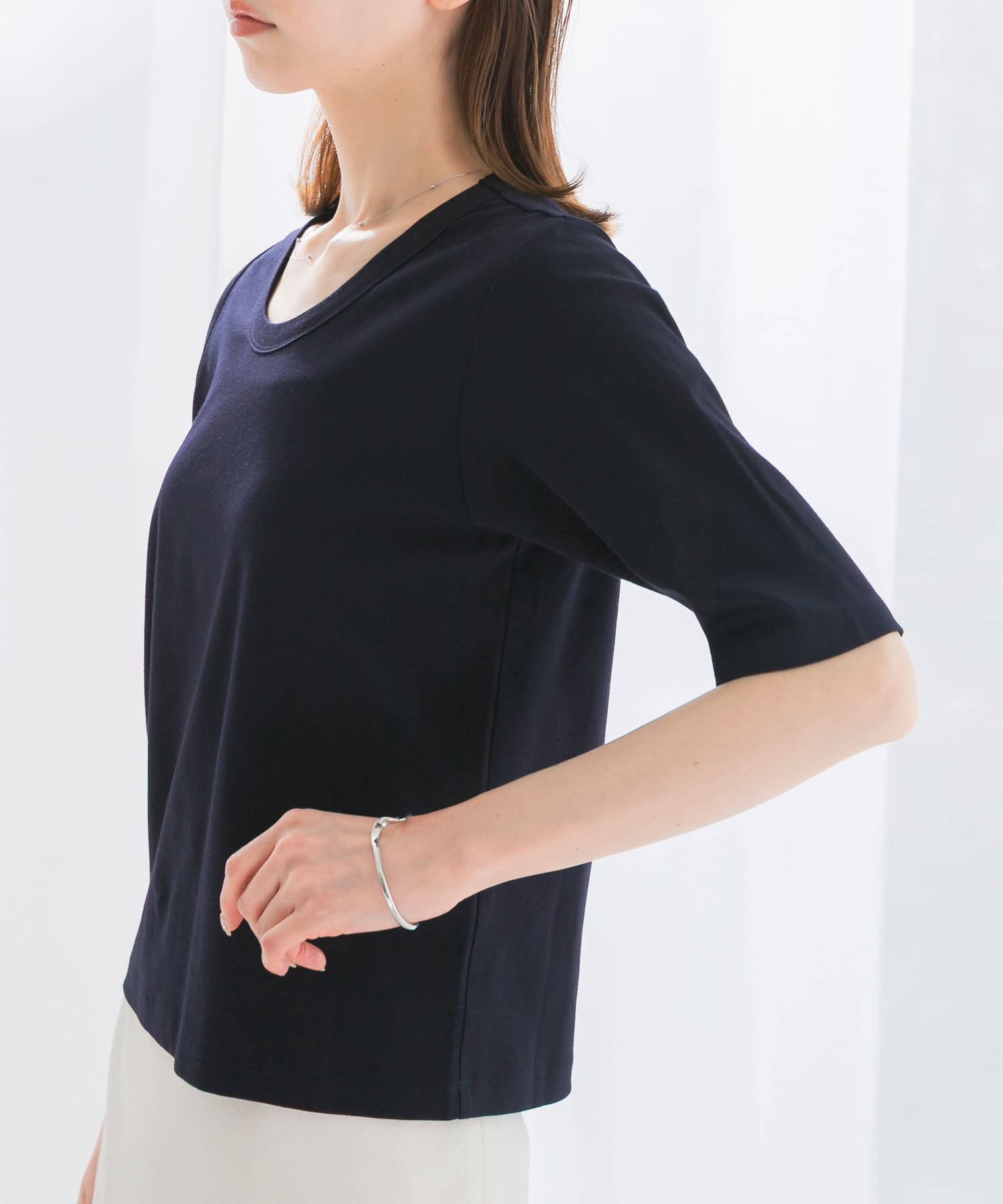 URBAN RESEARCH ROSSO「スーピマコットンUネックカットソー」|Tシャツ・カットソー|