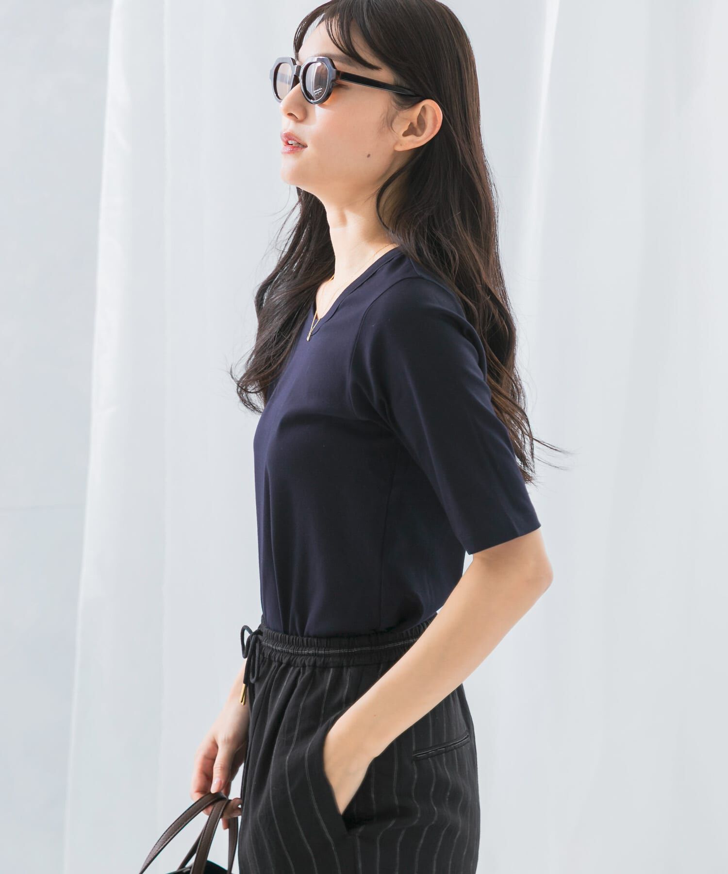 URBAN RESEARCH ROSSO「スーピマコットンUネックカットソー」|Tシャツ・カットソー|