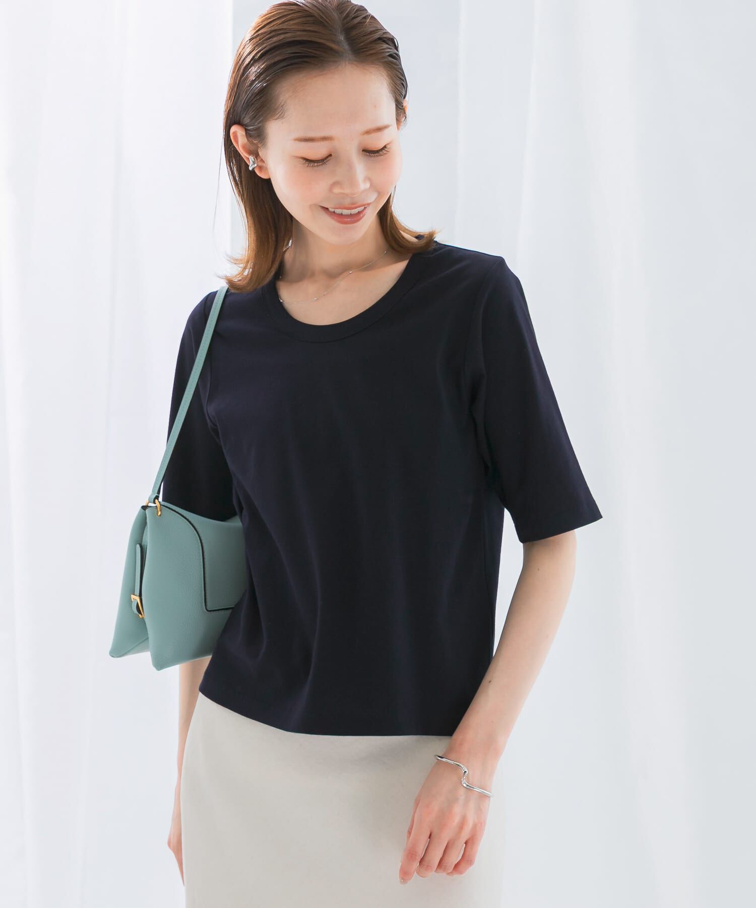 URBAN RESEARCH ROSSO「スーピマコットンUネックカットソー」|Tシャツ・カットソー|