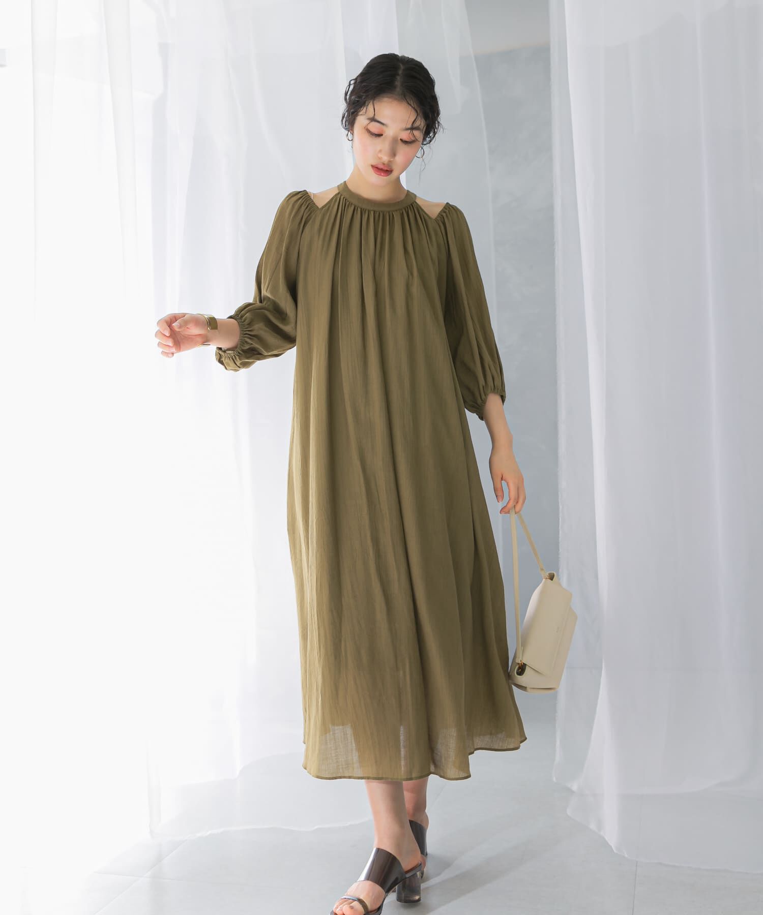 URBAN RESEARCH ROSSO「リネンライク2wayオフショルワンピース」|ワンピース|