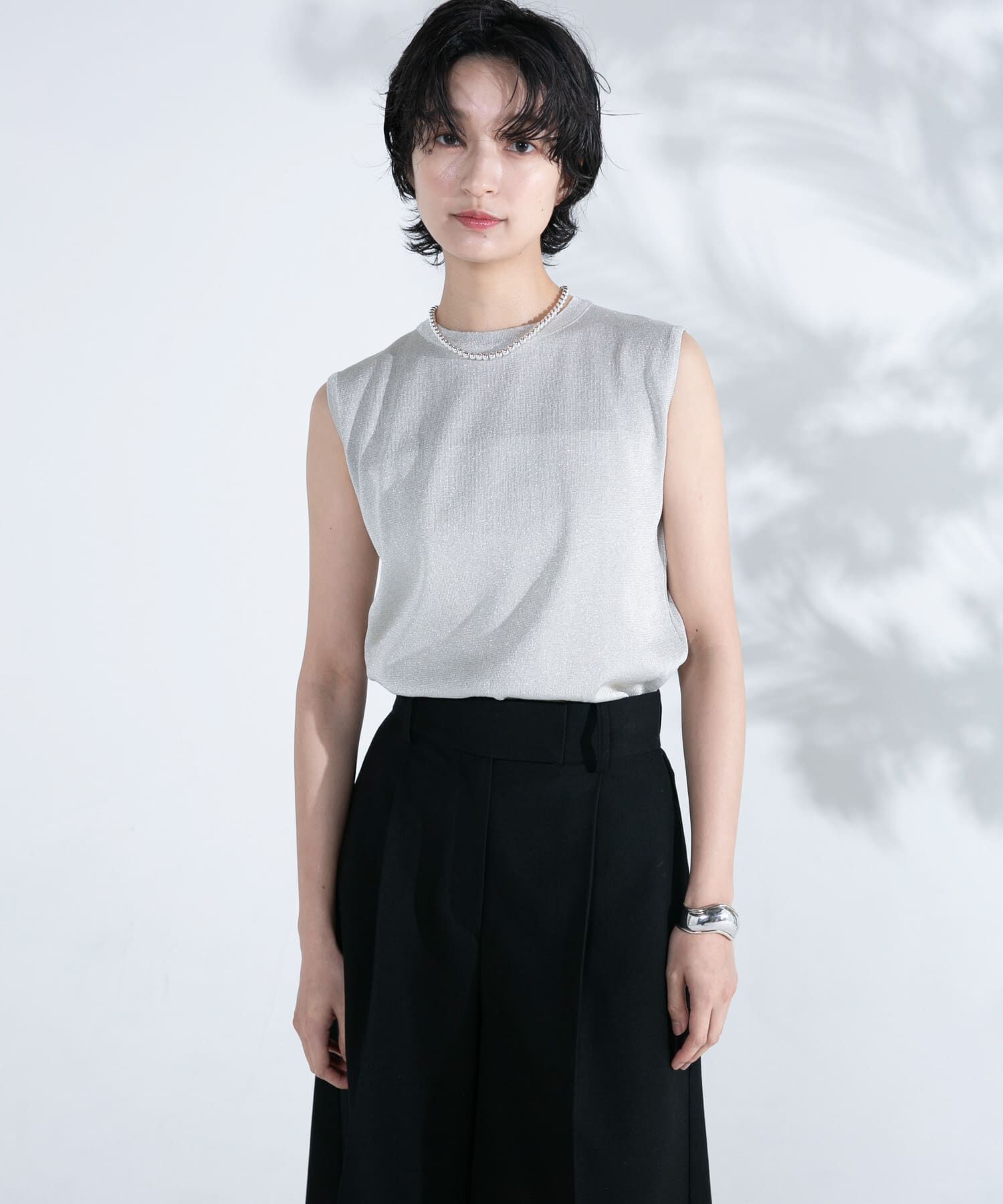 URBAN RESEARCH ROSSO「ブライトヤーンノースリーブニット」|ニット・セーター|