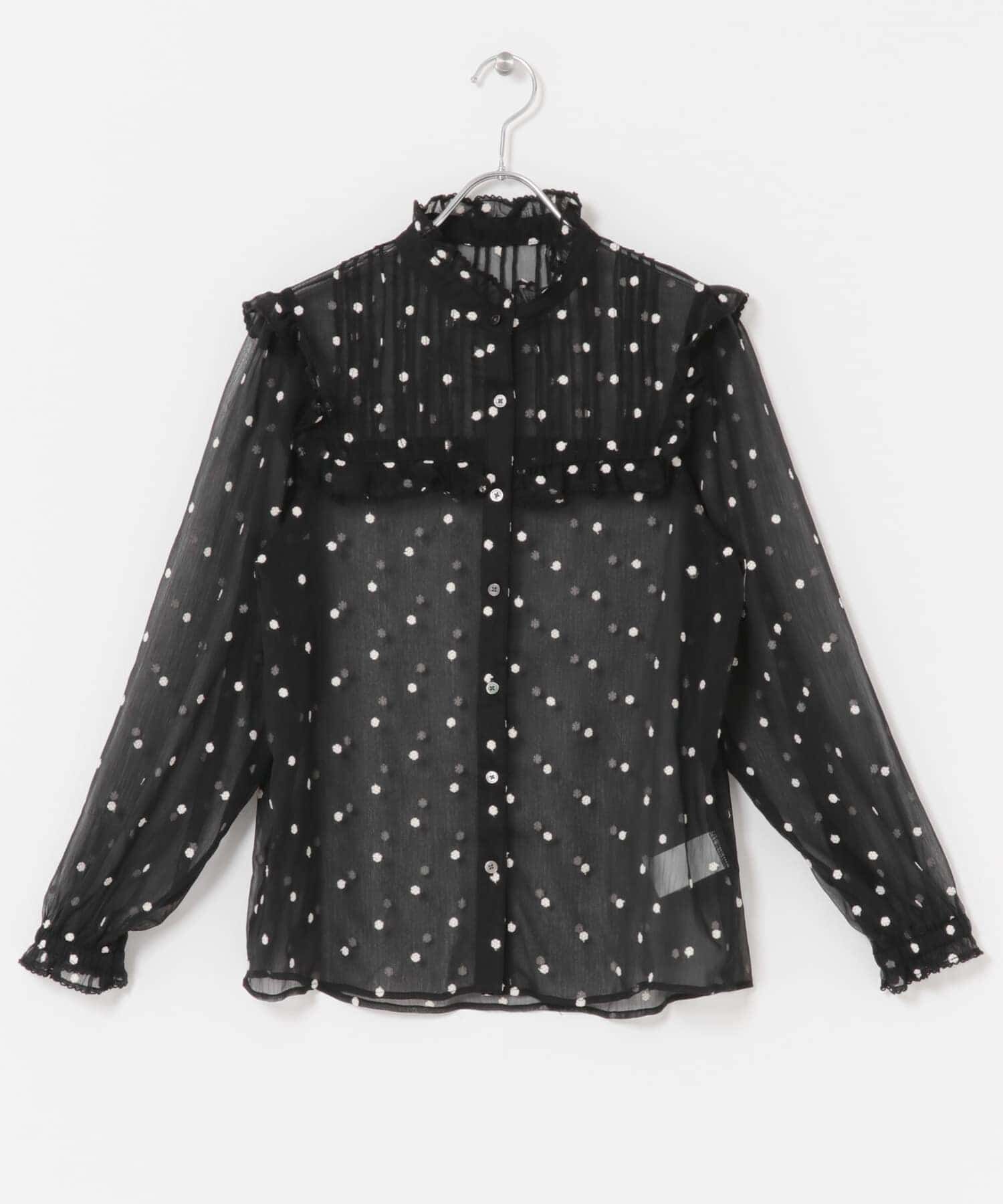 URBAN RESEARCH ROSSO「『WEB限定』フラワー刺繍フリルネックブラウス」|シャツ・ブラウス|