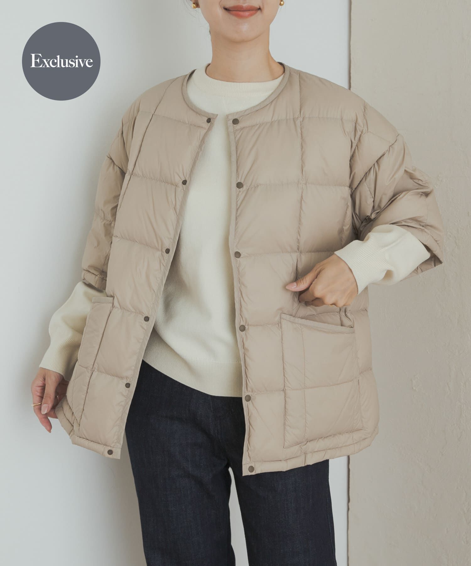 URBAN RESEARCH DOORS「『別注』TAION&times;DOORS　ショートスリーブAラインライトダウン」|ダウン|ベージュ