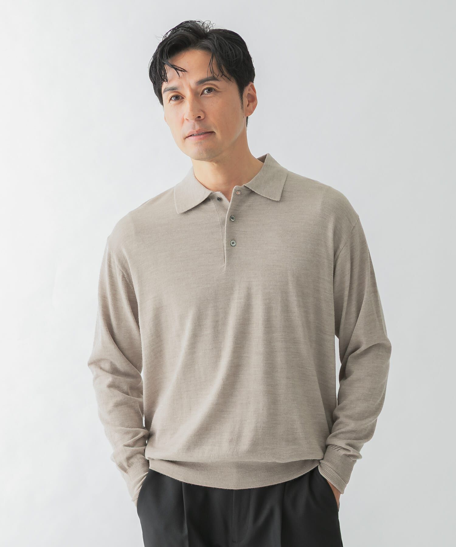 URBAN RESEARCH ROSSO「イタリア糸メリノウールニットポロシャツ」|ニット・セーター|