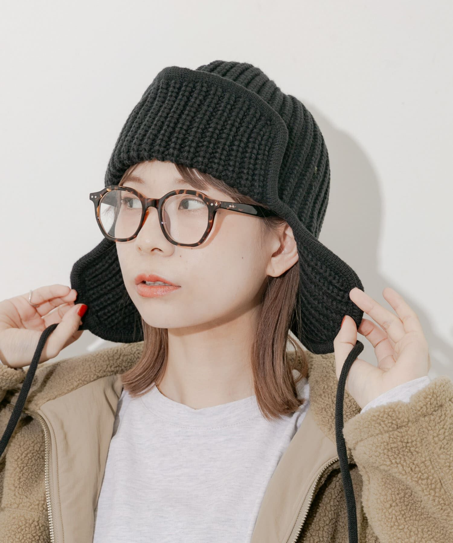 SMELLY「リブニットフライトキャップ」|ニット帽|