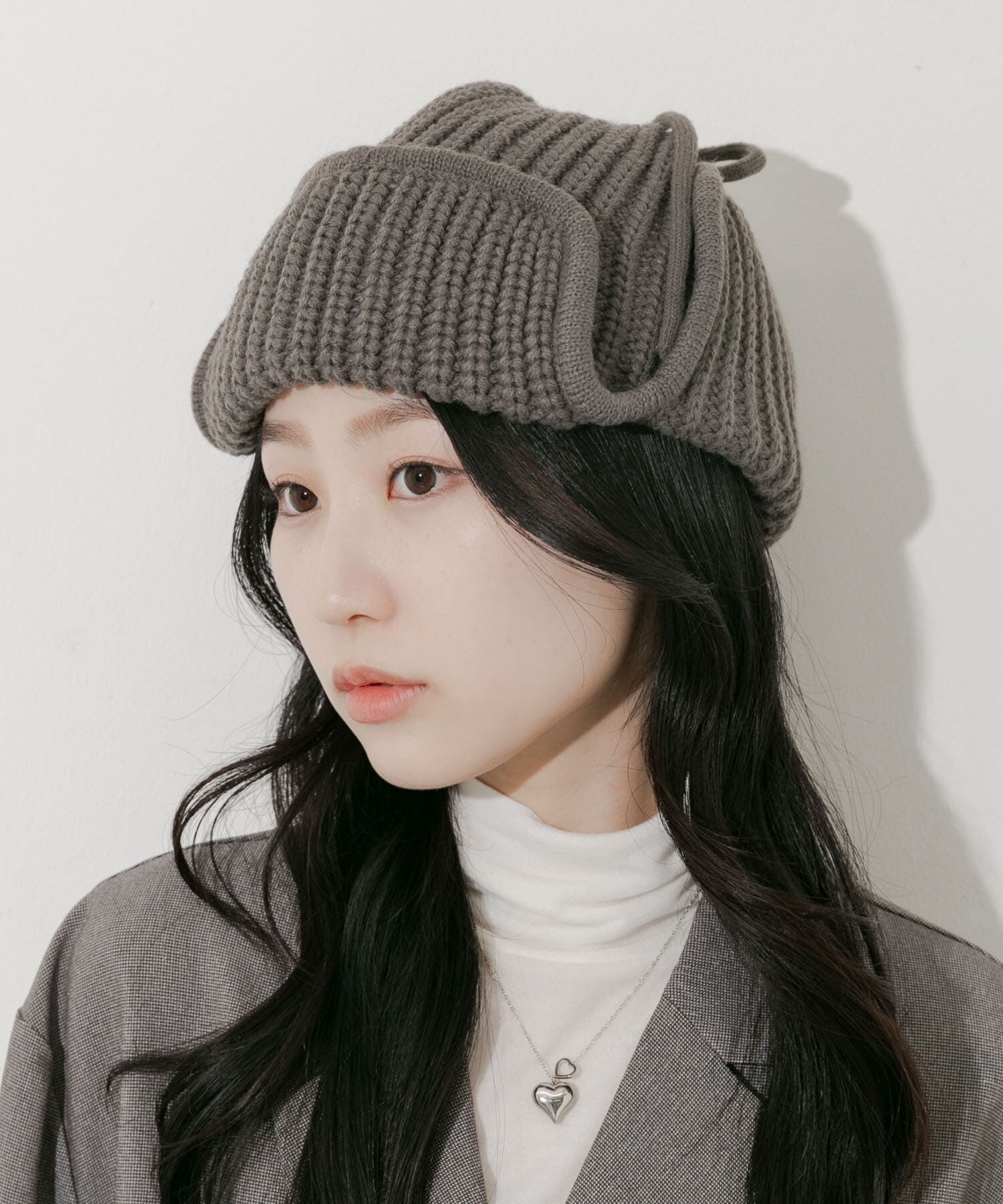 SMELLY「リブニットフライトキャップ」|ニット帽|モカ