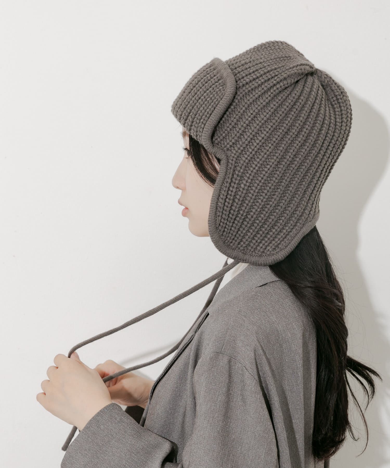SMELLY「リブニットフライトキャップ」|ニット帽|