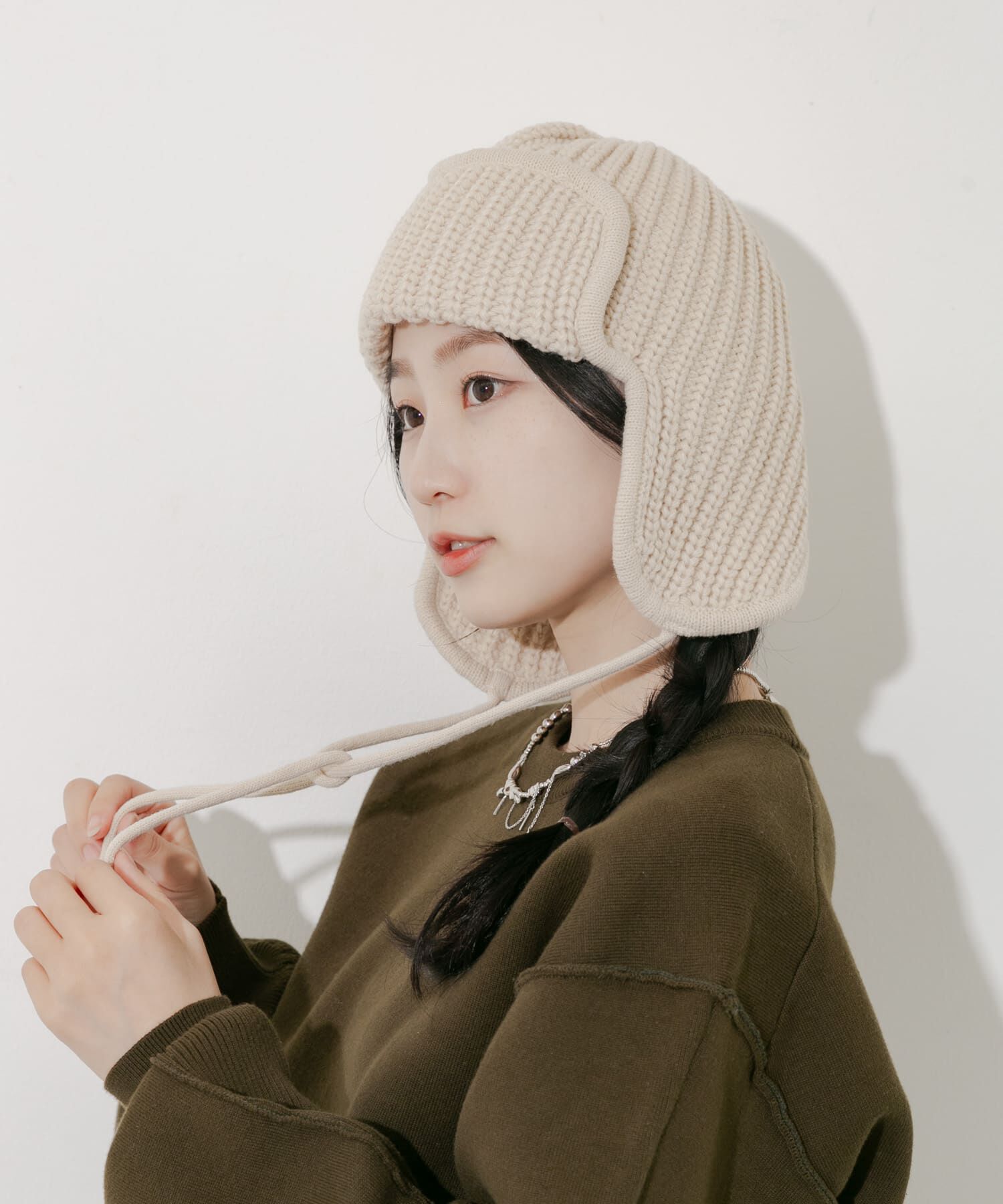 SMELLY「リブニットフライトキャップ」|ニット帽|