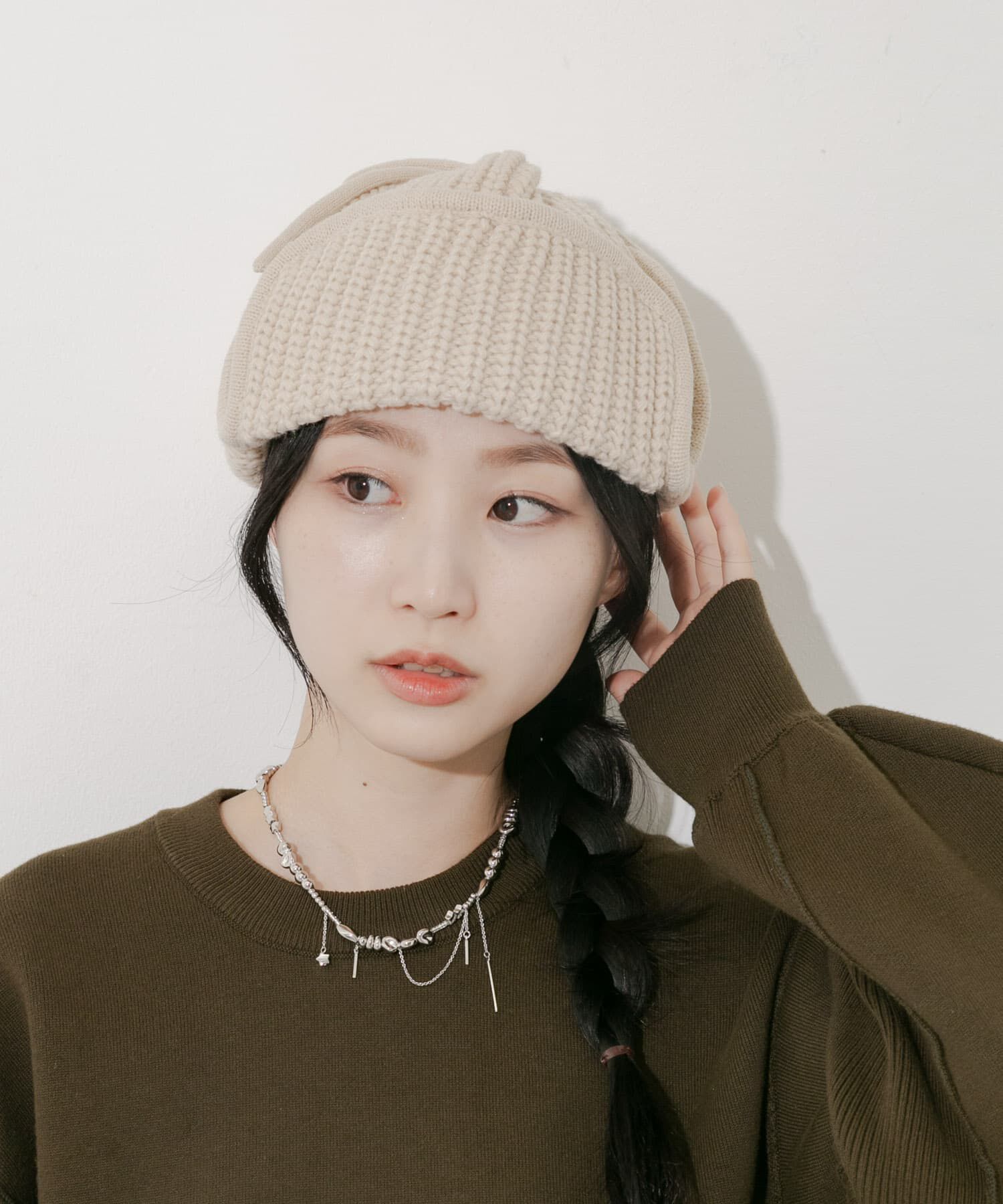 SMELLY「リブニットフライトキャップ」|ニット帽|