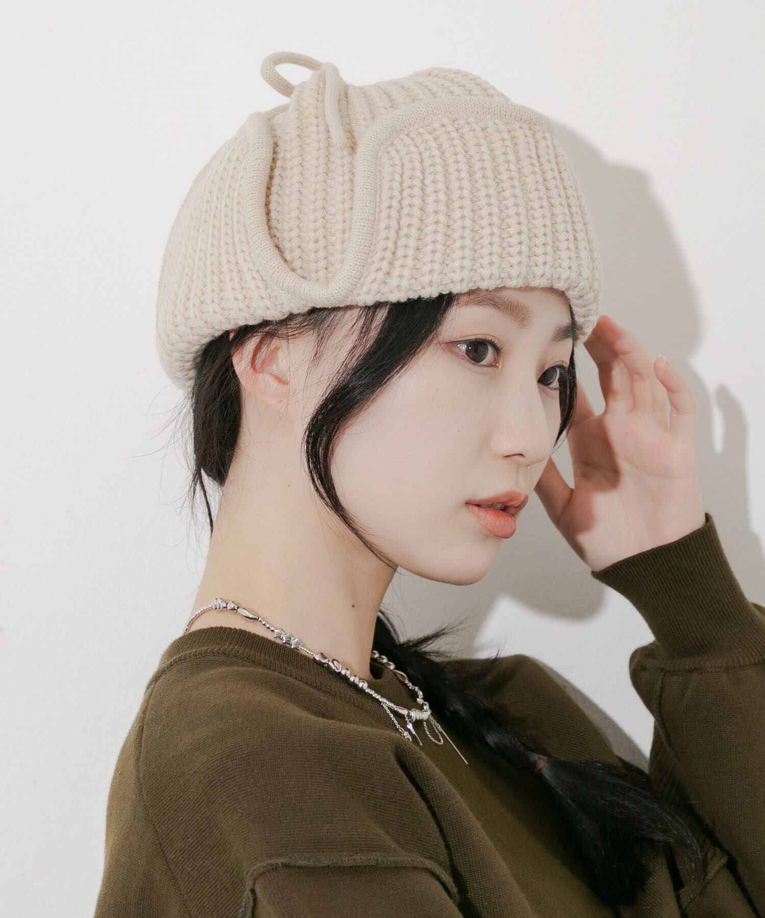 SMELLY「リブニットフライトキャップ」|ニット帽|