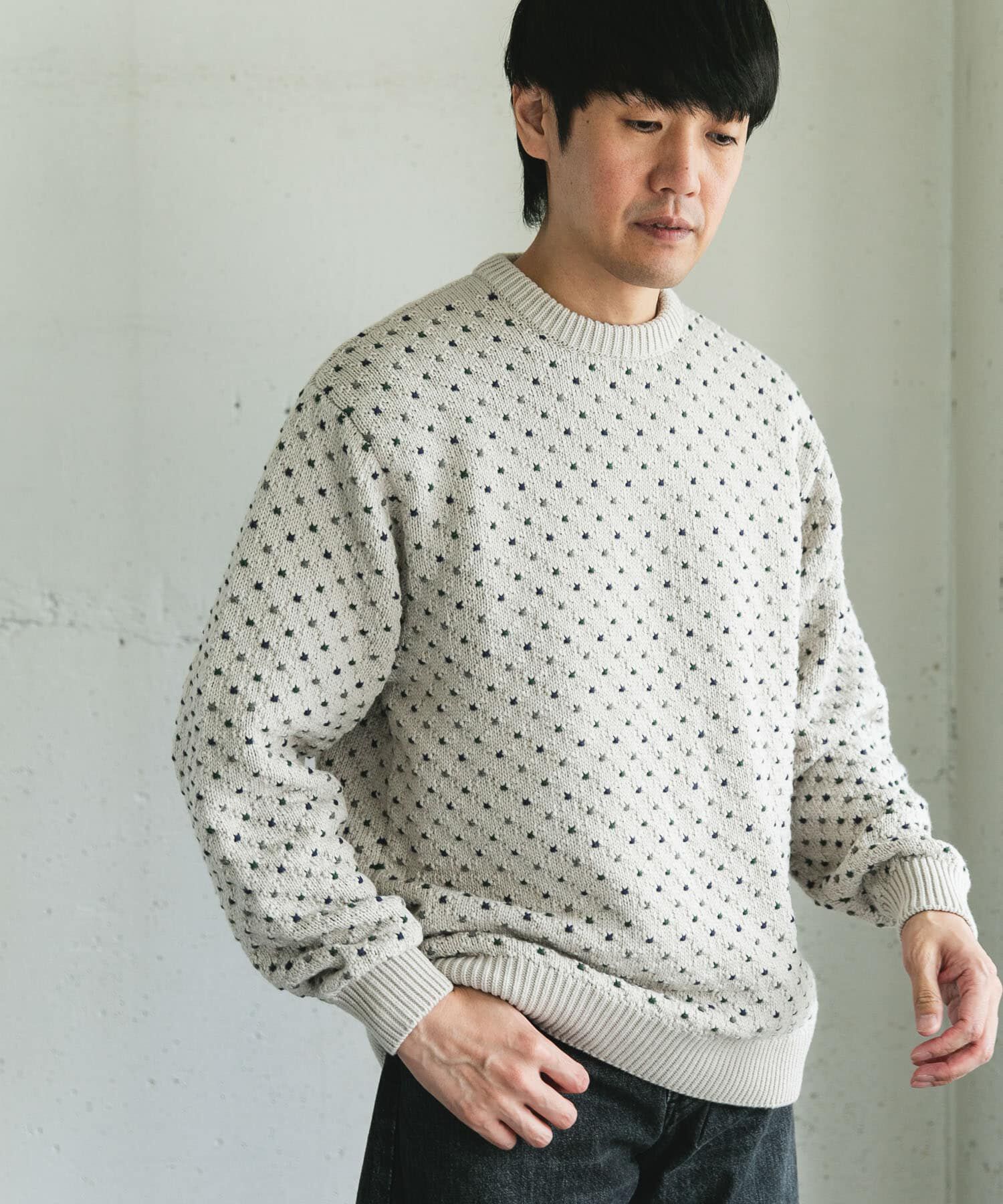 URBAN RESEARCH DOORS「変形バーズアイ クルーネックニット」|ニット・セーター|ベージュ系その他