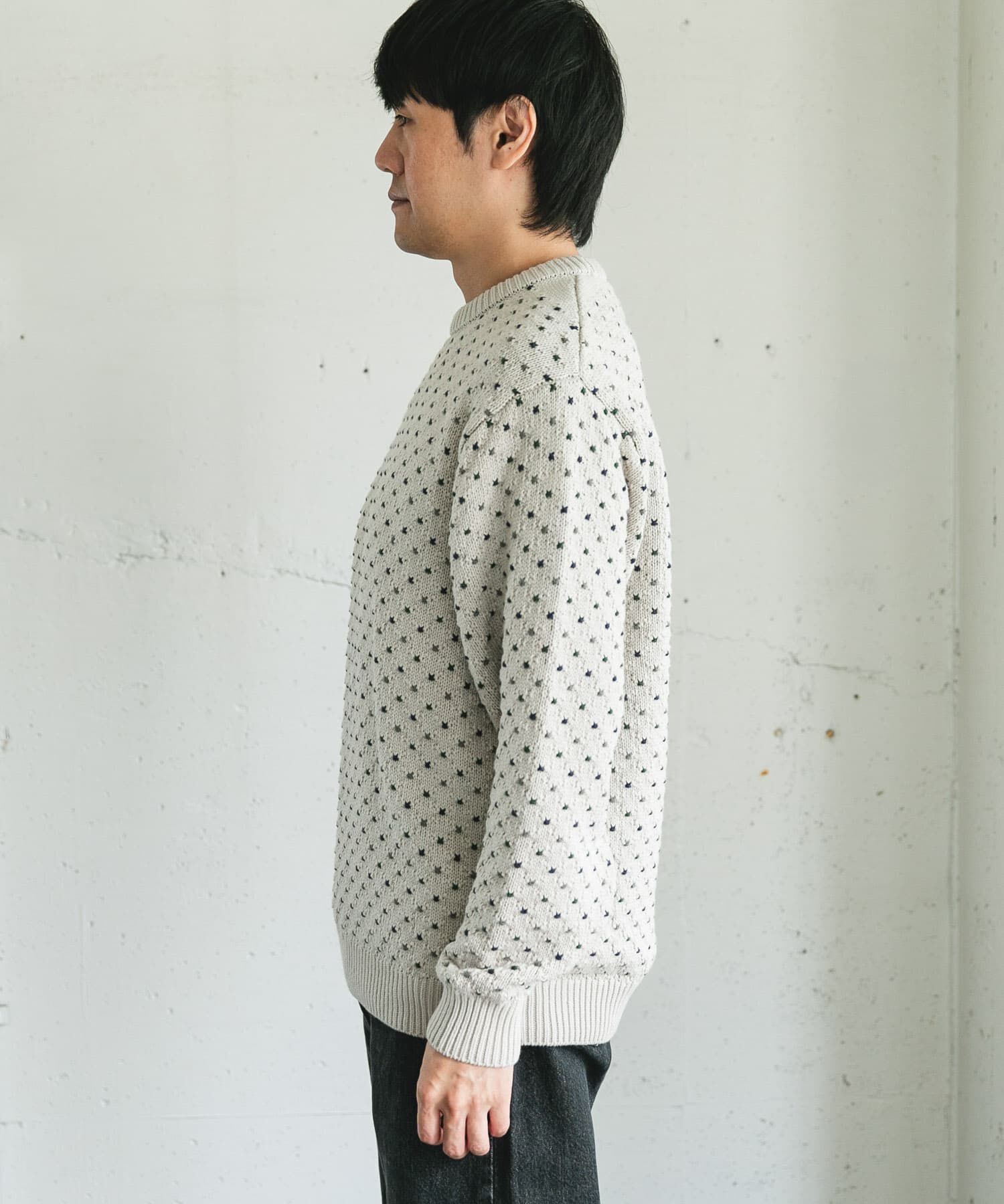 URBAN RESEARCH DOORS「変形バーズアイ クルーネックニット」|ニット・セーター|