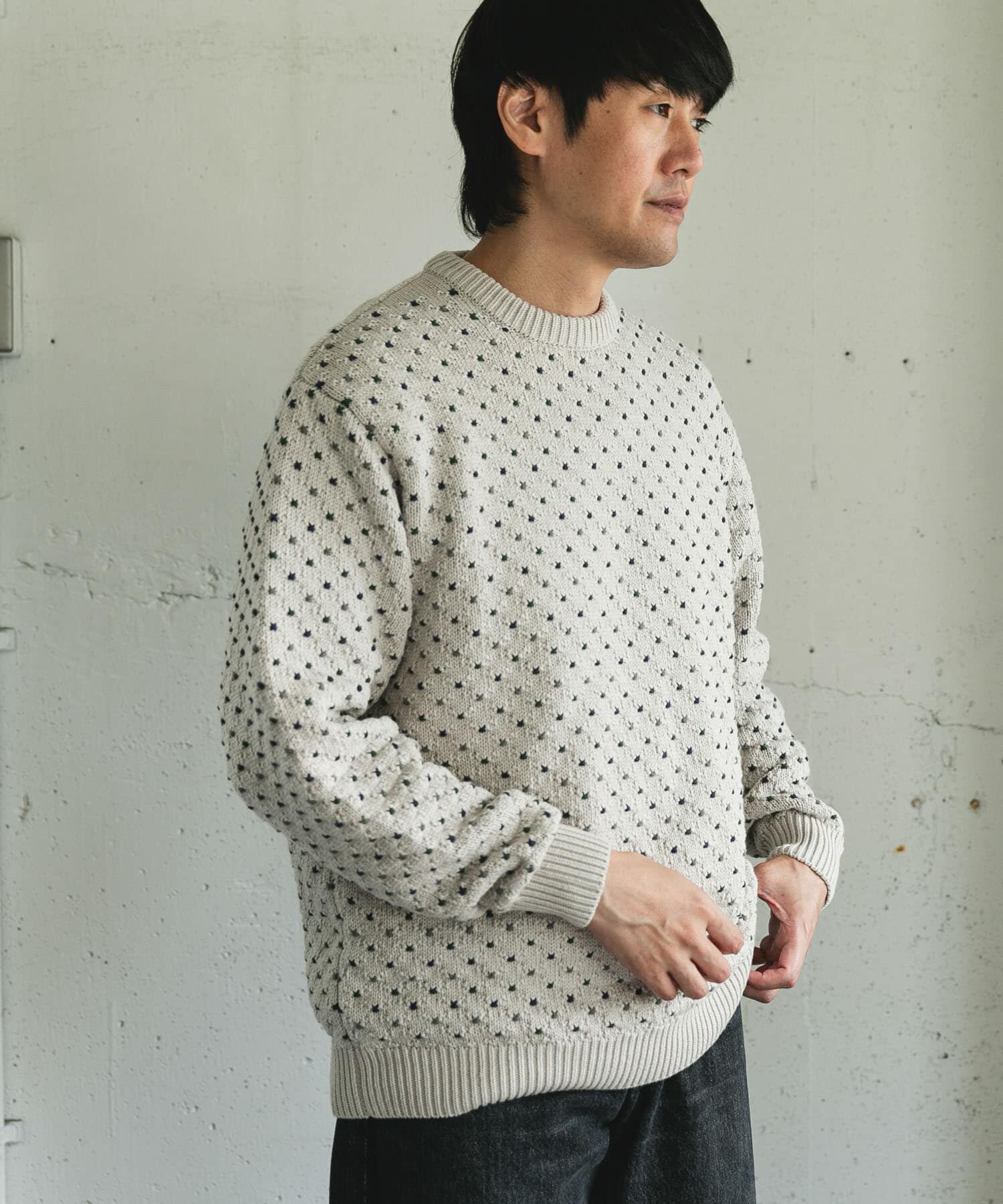 URBAN RESEARCH DOORS「変形バーズアイ クルーネックニット」|ニット・セーター|