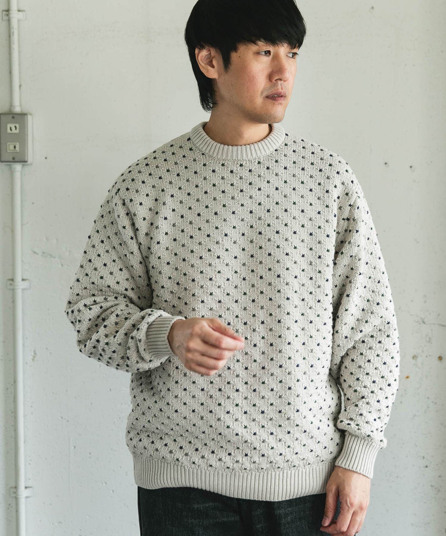 URBAN RESEARCH DOORS「変形バーズアイ クルーネックニット」|ニット・セーター|