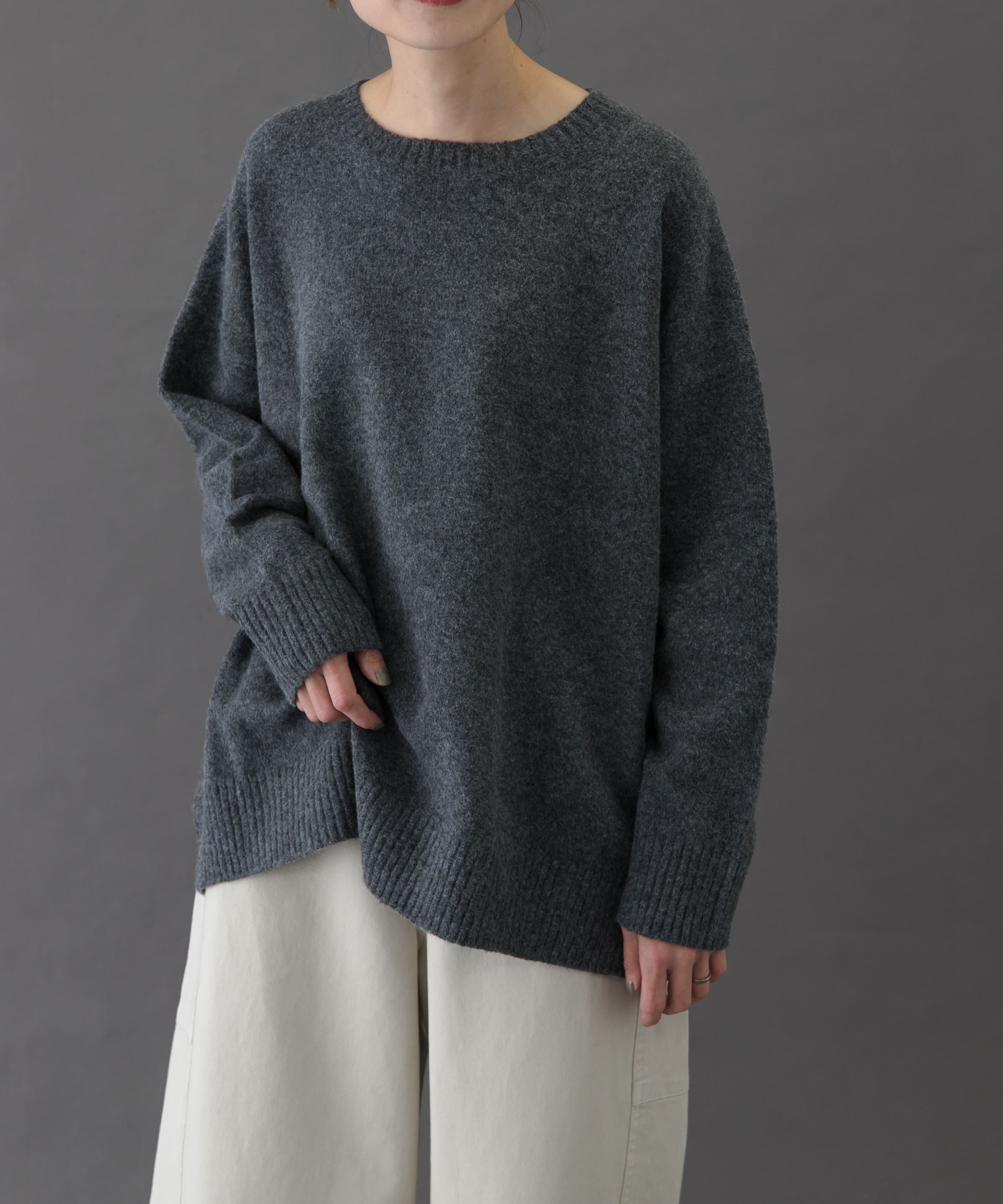 URBAN RESEARCH DOORS「FORK&SPOON　コットンブレンドチュニックニット」|ニット・セーター|グレー
